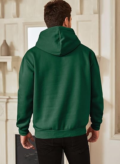 Men’s Green Hoodie | Oversized Pullover Sweatshirt with Hood and Kangaroo Pocket | Casual Streetwear for Autumn & Winter