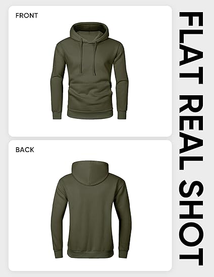 Men’s Army Green Hoodie | Oversized Pullover Sweatshirt with Hood and Kangaroo Pocket | Casual Streetwear for Autumn & Winter