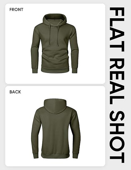 Men’s Army Green Hoodie | Oversized Pullover Sweatshirt with Hood and Kangaroo Pocket | Casual Streetwear for Autumn & Winter