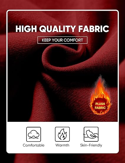 Men’s Oversized Hoodie Sweatshirt — Red Pullover with Kangaroo Pocket, Adjustable Drawstring Hood & Long Sleeves, Thick Warm Fleece for Autumn & Winter